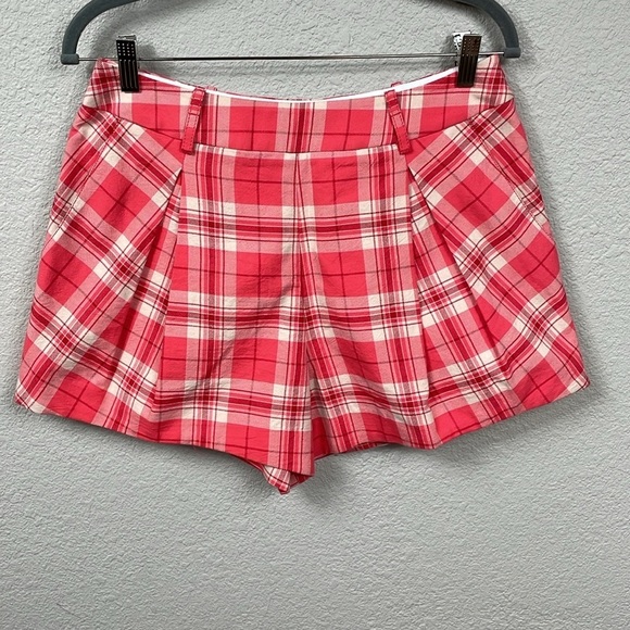 New Smythe Pleated Plaid Walking Shorts in Watermelon Plaid Red Sz 6 - Picture 5 of 12